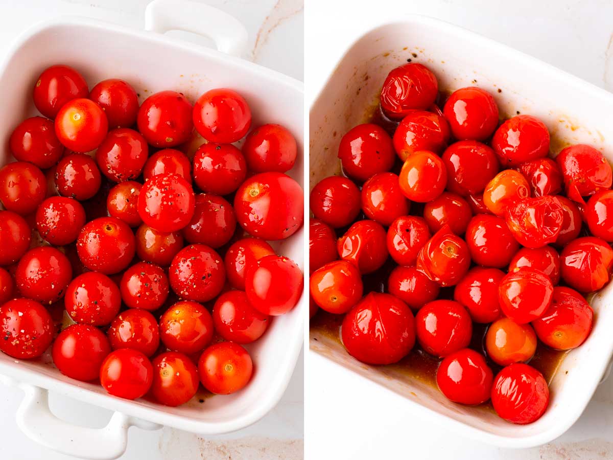 roasted tomatoes on baking pan