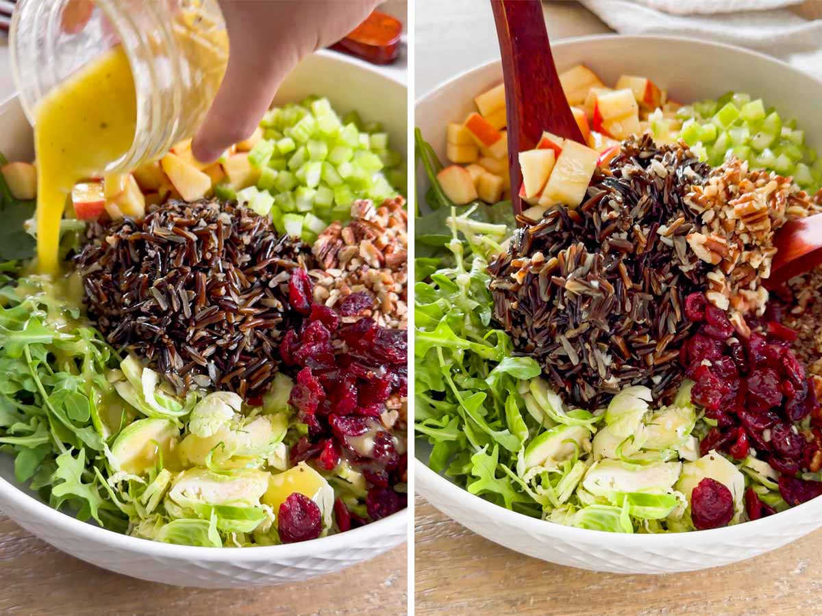 tossing salad with dressing