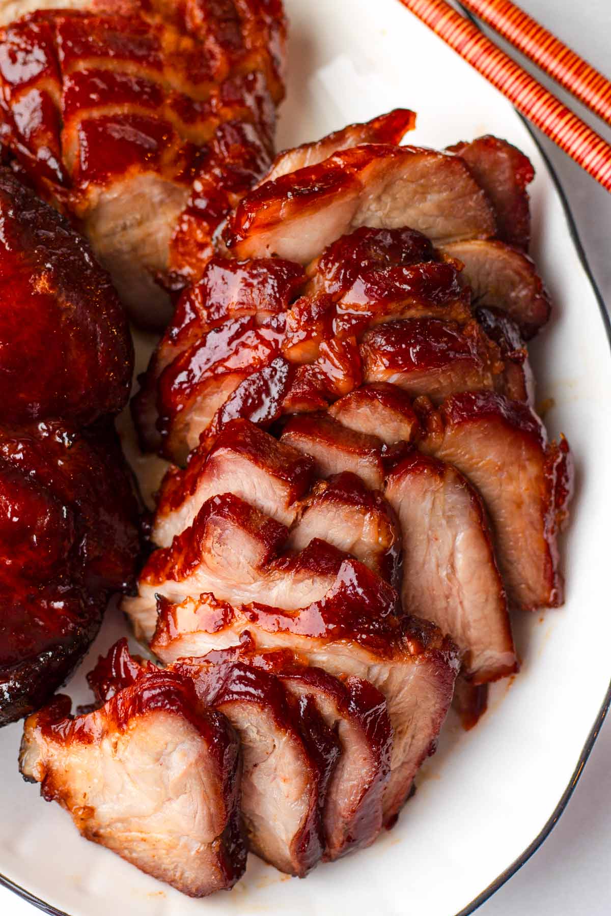 slices of char siu or chinese bbq pork