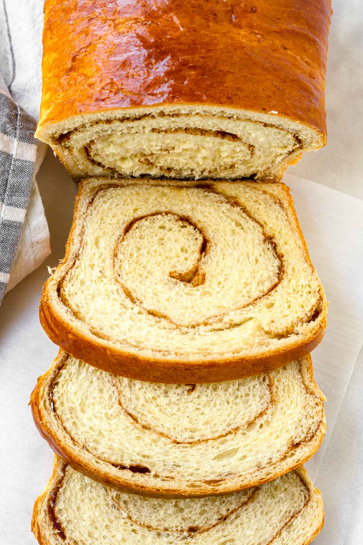 sliced cinnamon swirl bread