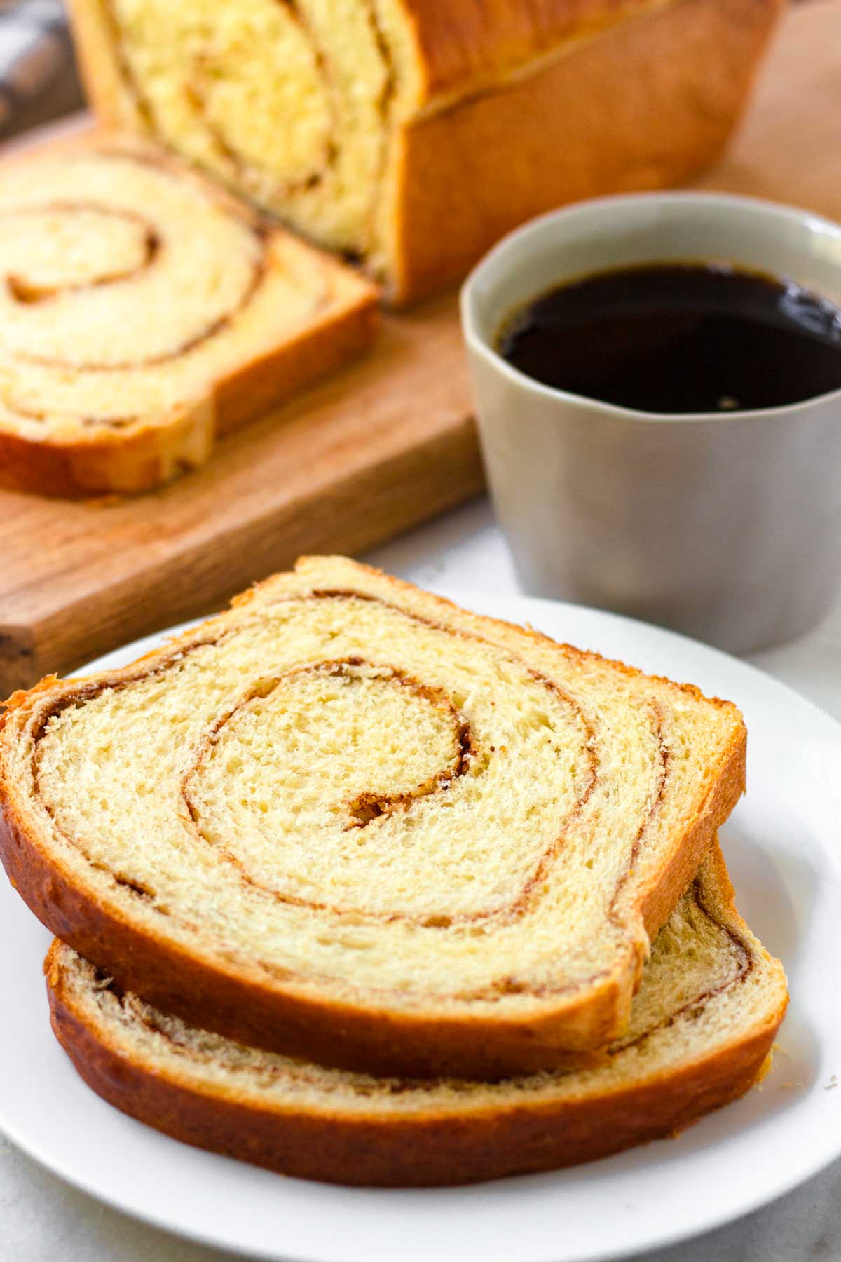 two slices of bread with coffee