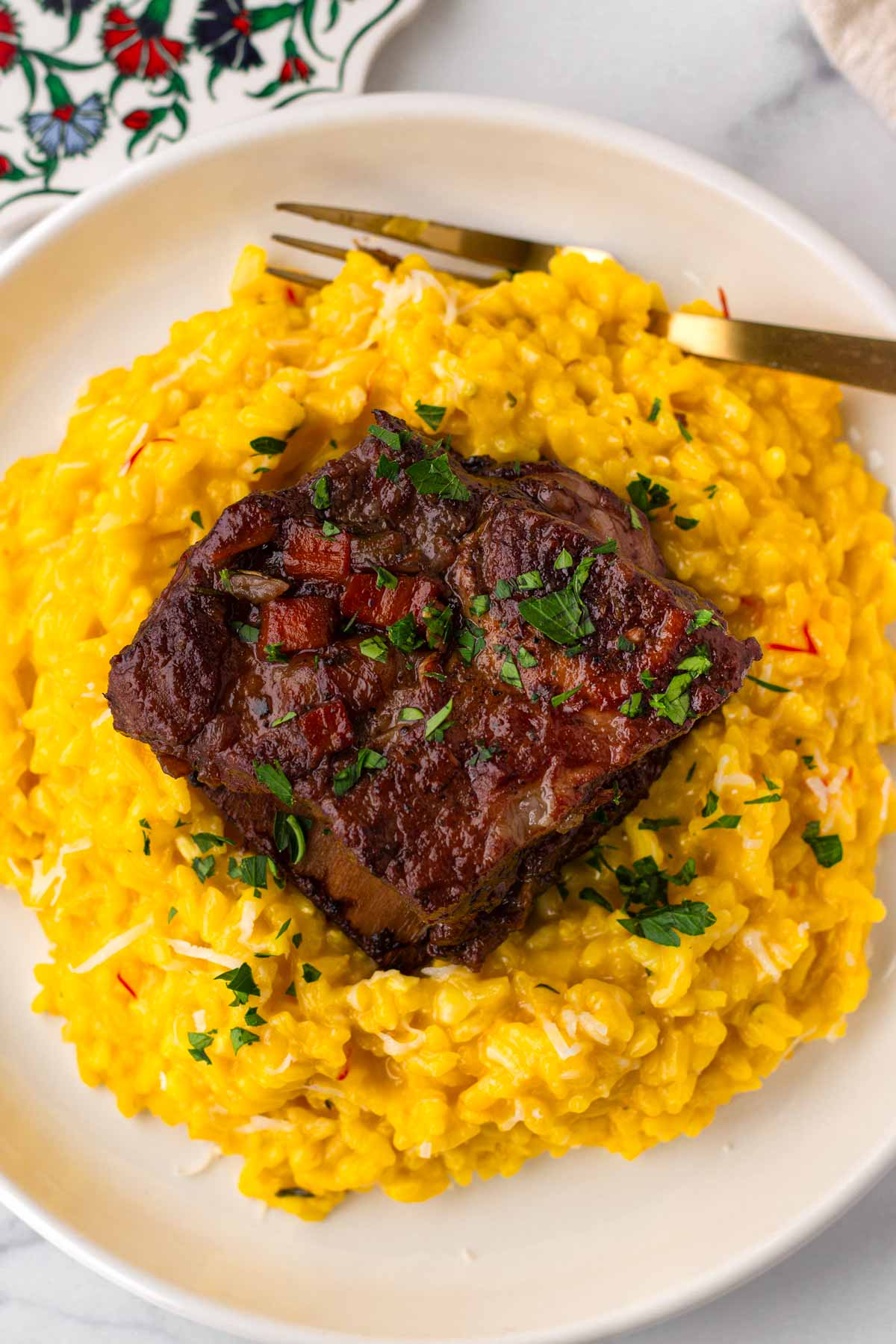 red wine braised short ribs with risotto