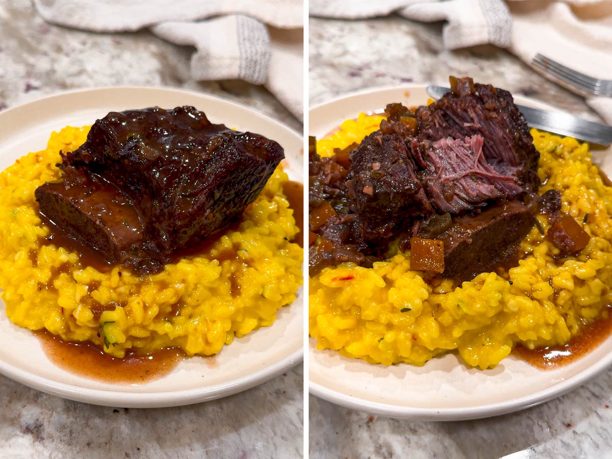 braised short ribs over risotto