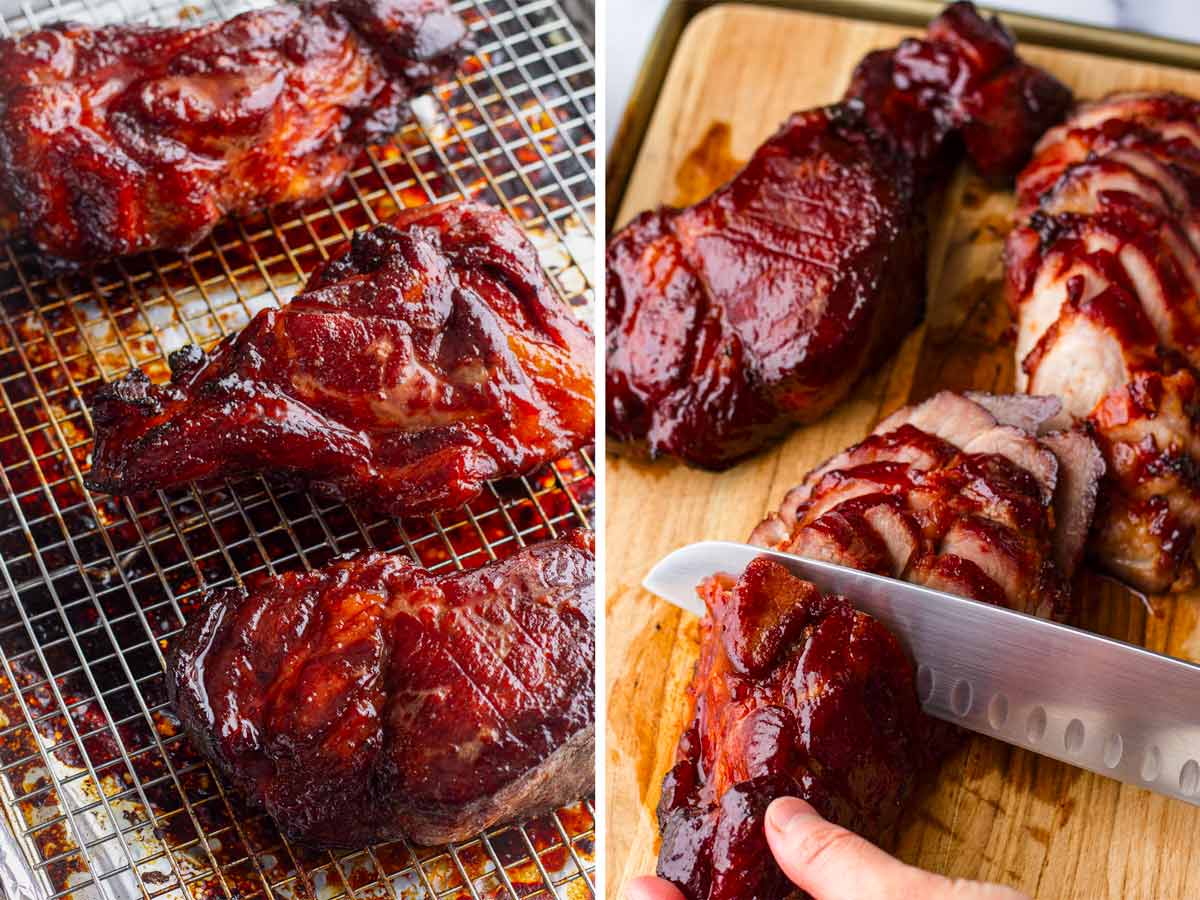 slicing char siu