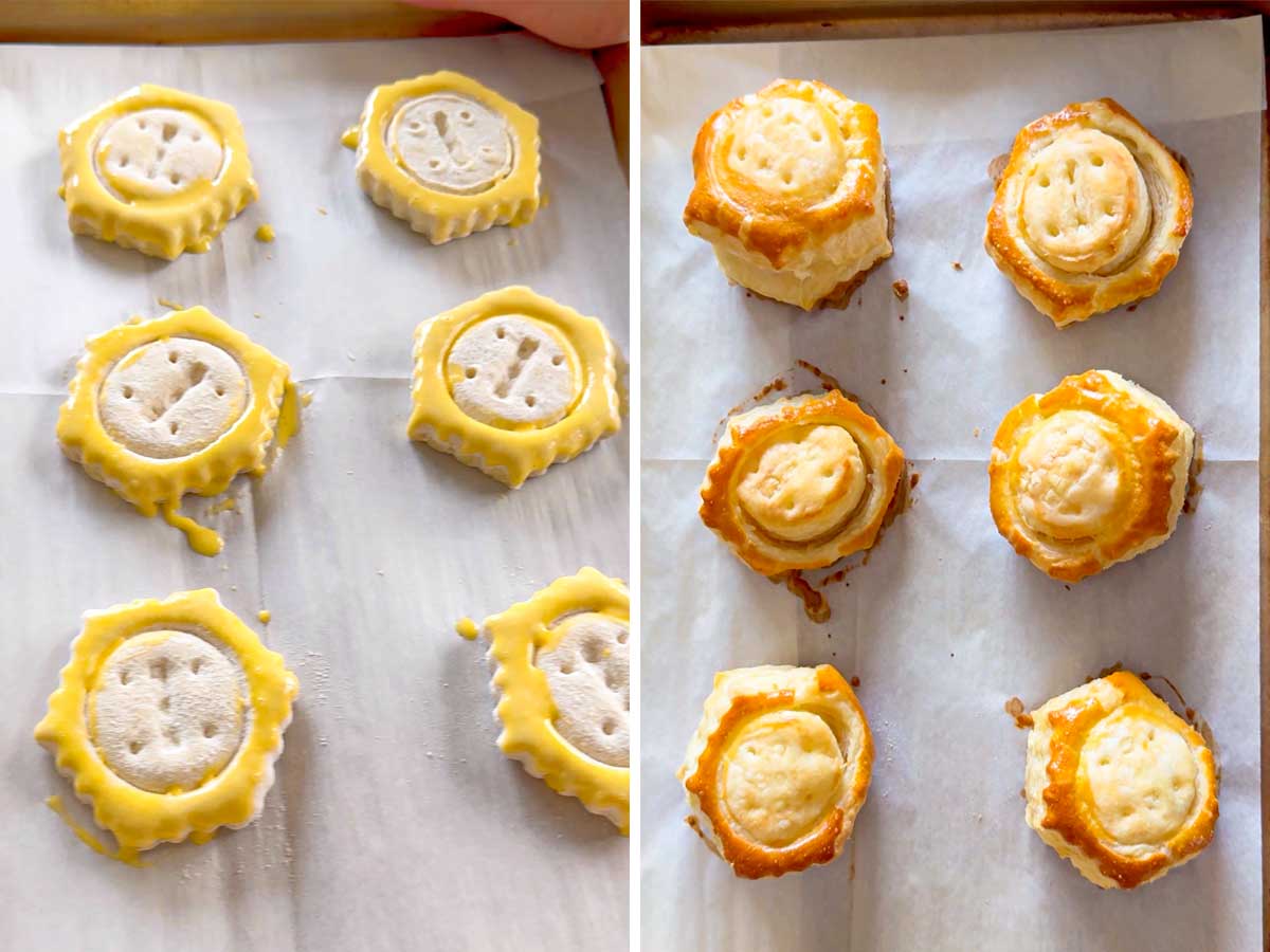 baking the puff pastry shells on sheet pan