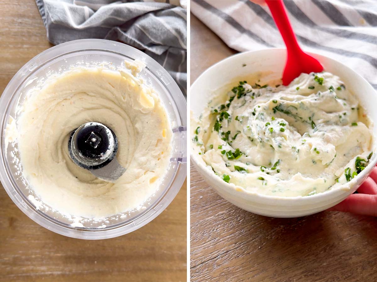 ricotta and herb filling in food processor