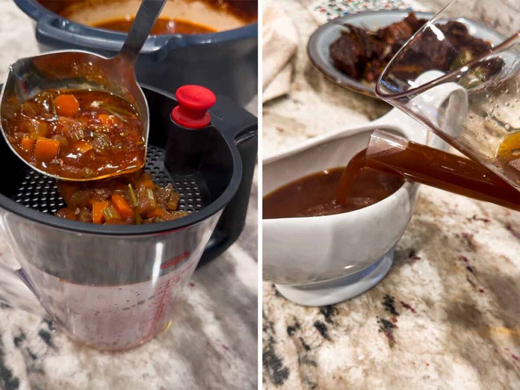 using a fat separator for the braising liquid