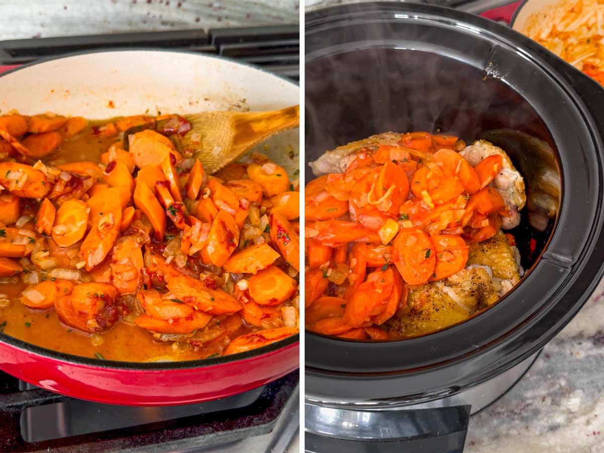 cooking carrots and vegetables