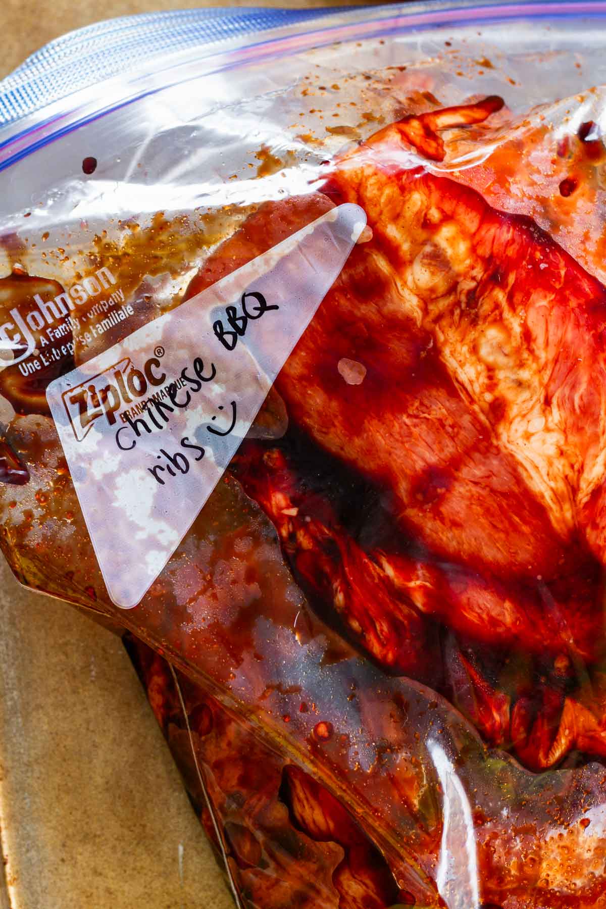 ribs with marinade in a bag