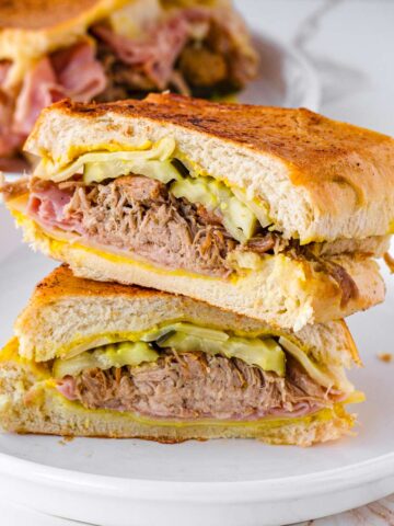 slow cooker cubano with ham and pickles