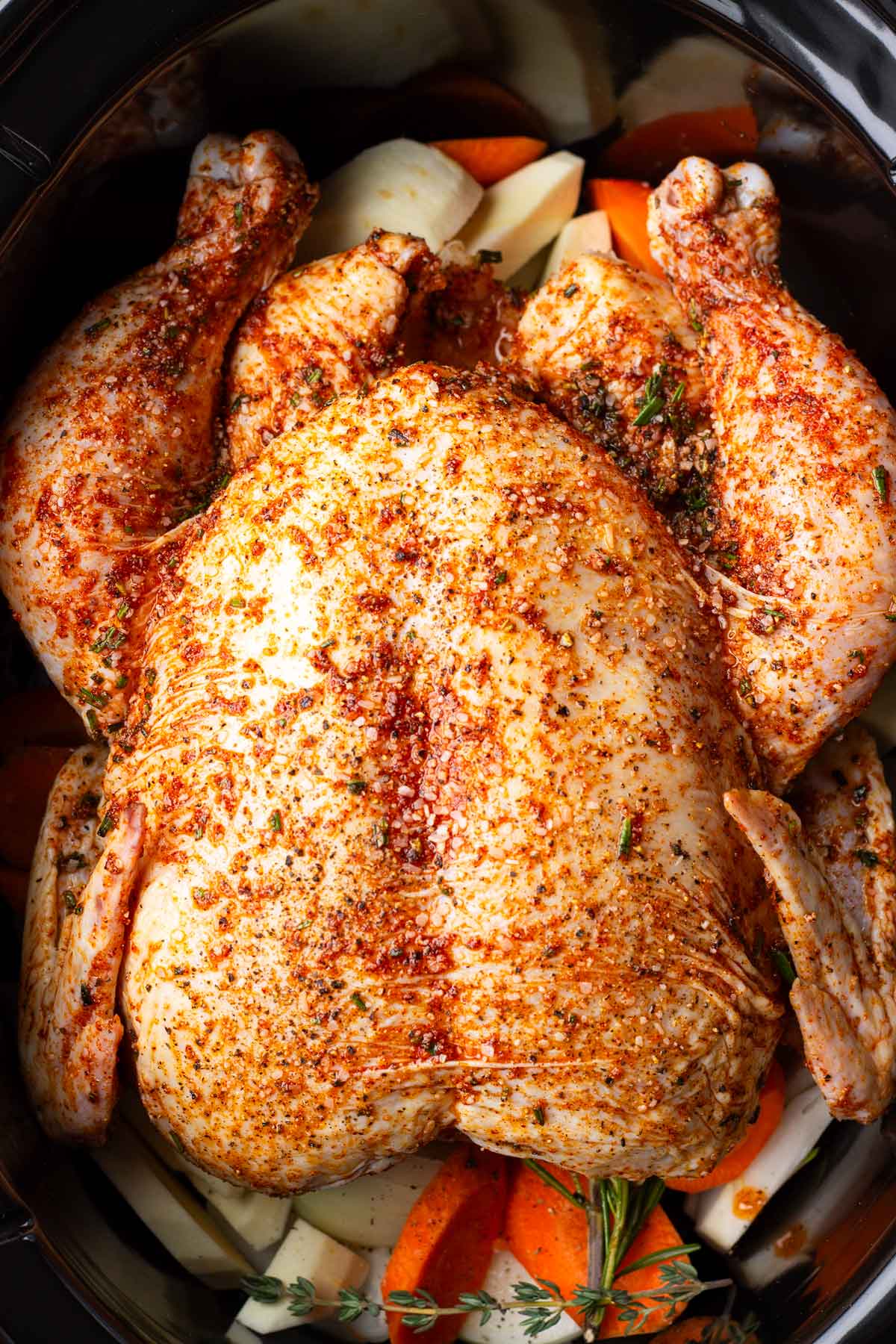 seasoned whole chicken in crockpot