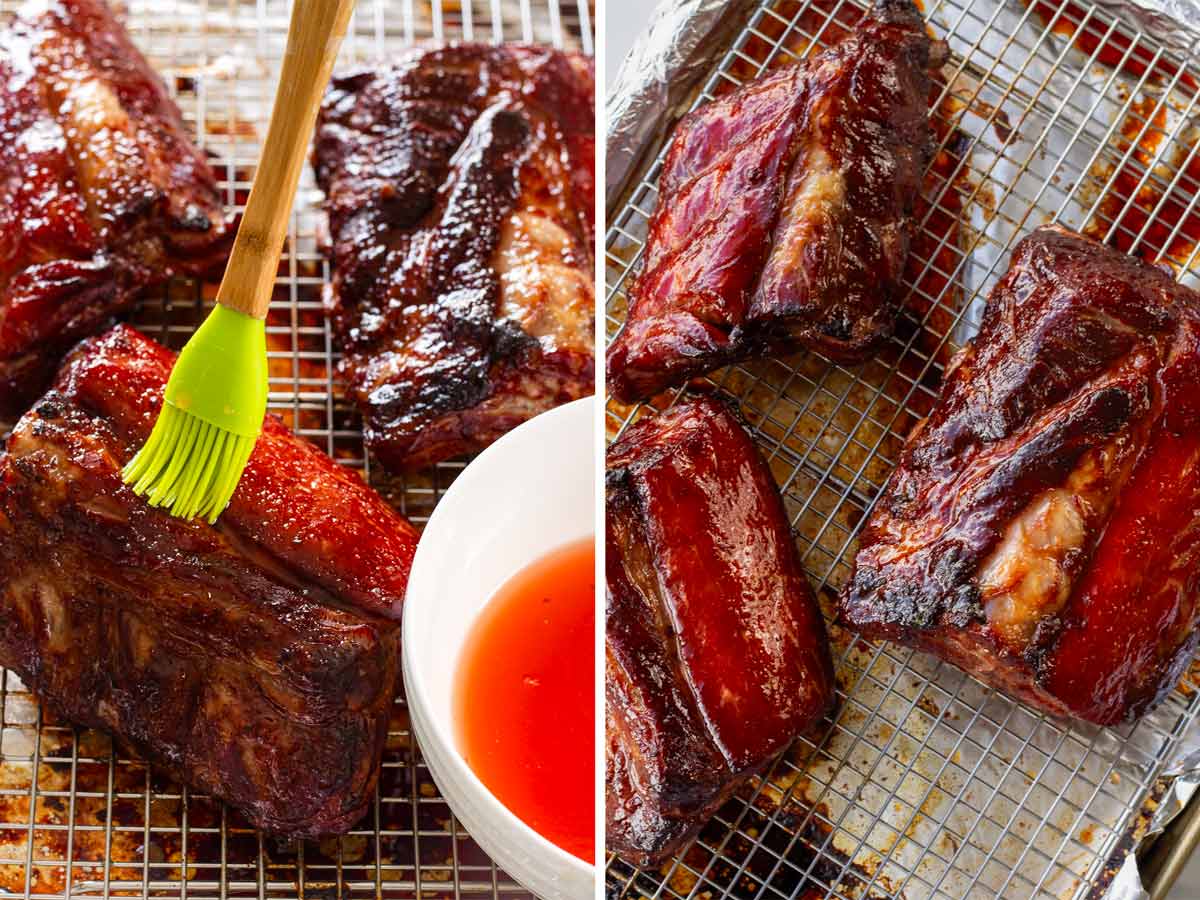 glazing the char siu ribs