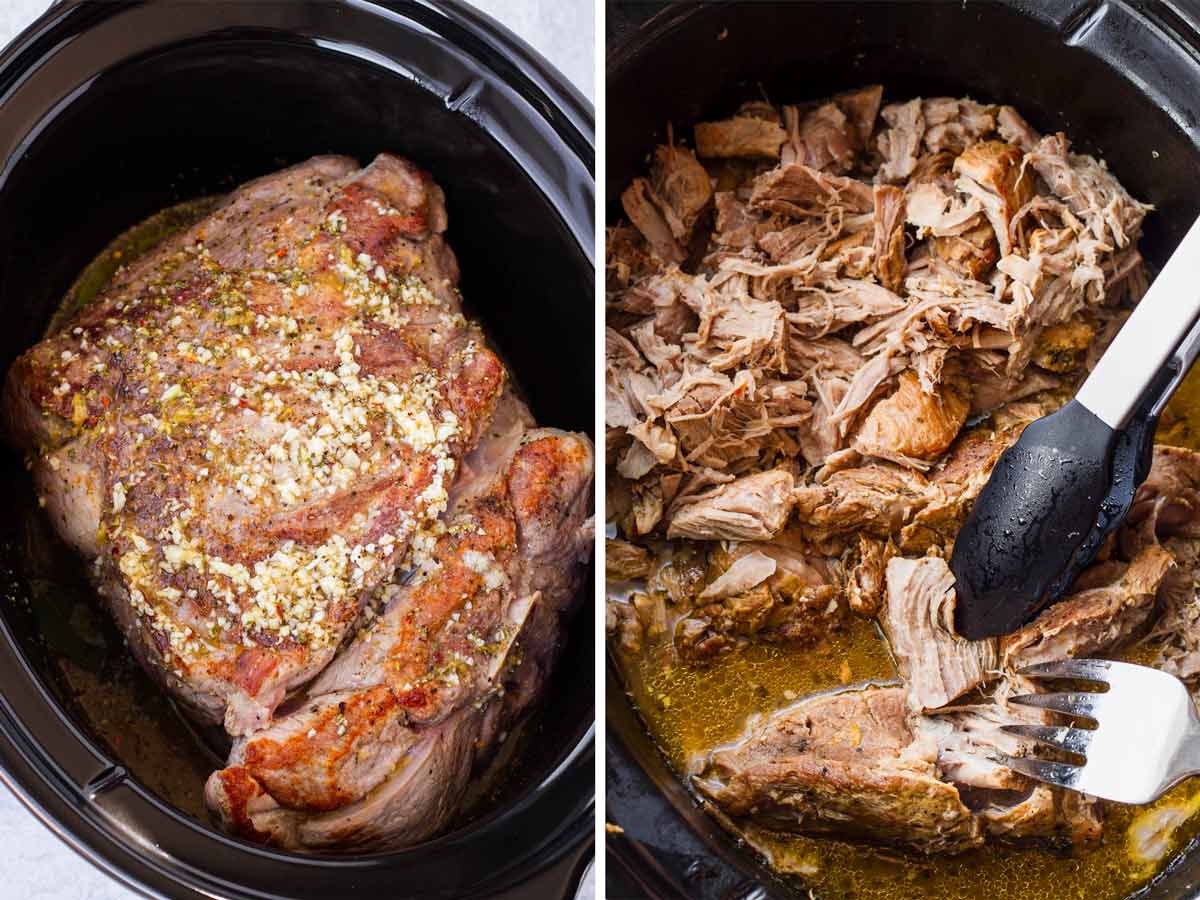 cooking mojo pork in the slow cooker