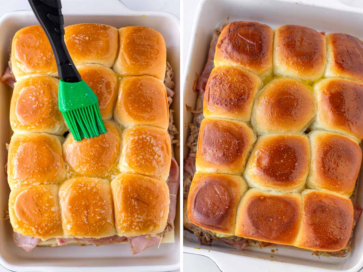 brushing and baking the sliders