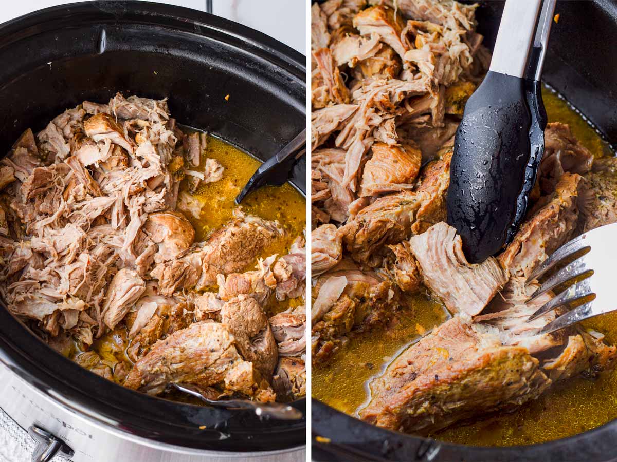 cooked pork in slow cooker