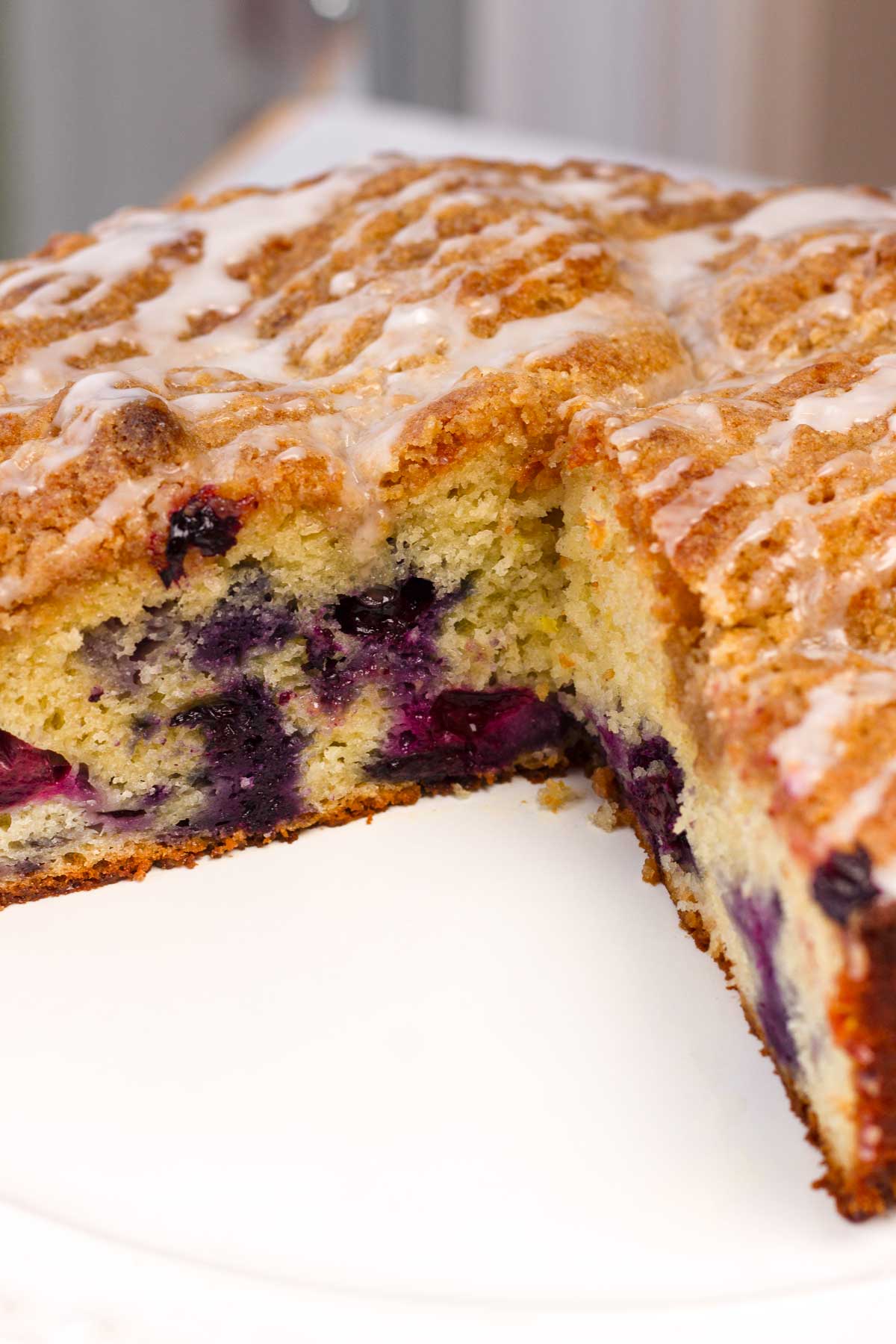 inside of lemon blueberry coffee cake