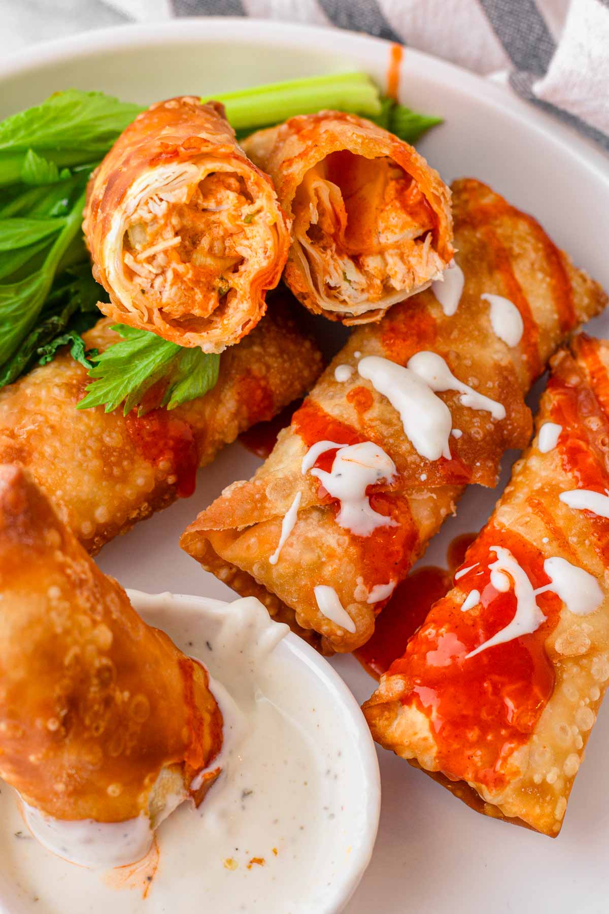 buffalo chicken egg rolls with ranch dipping sauce