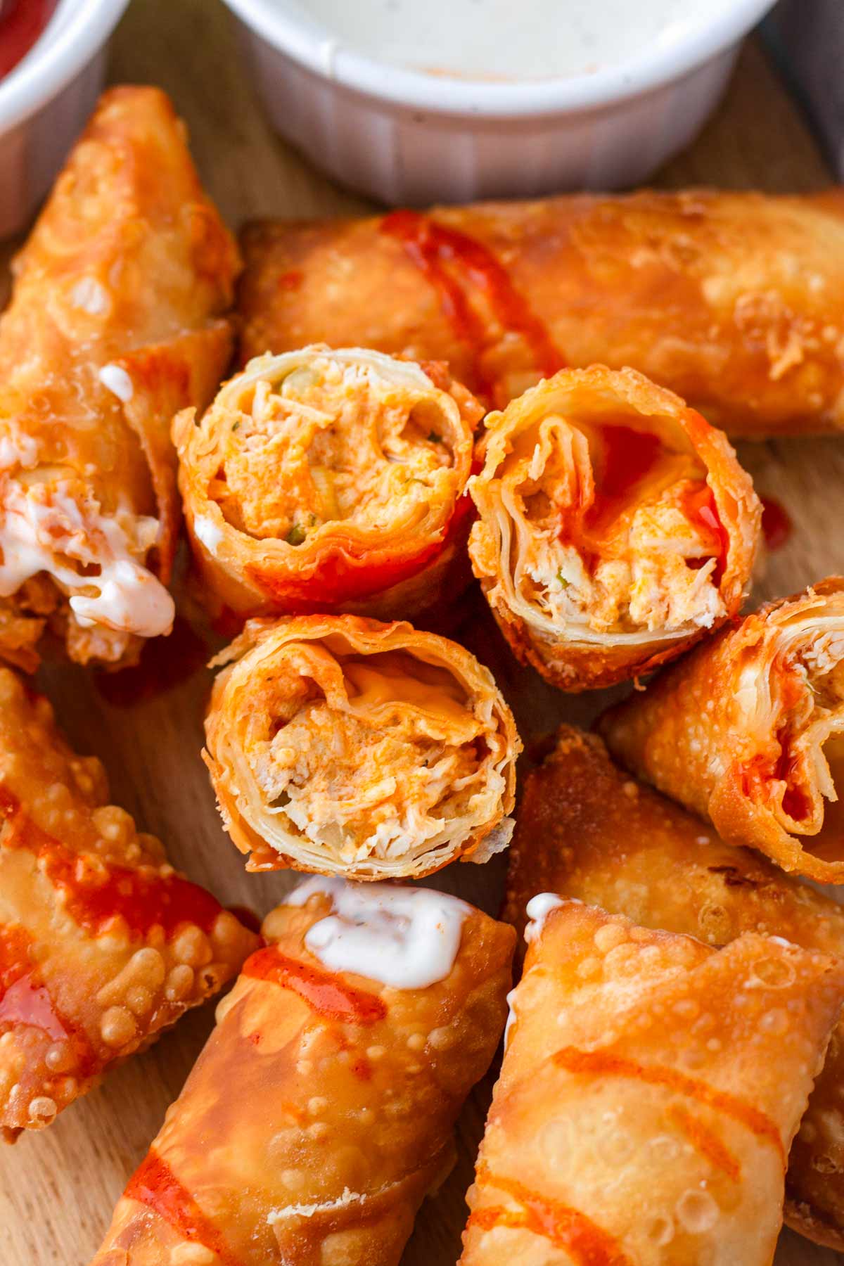 inside of buffalo chicken egg rolls