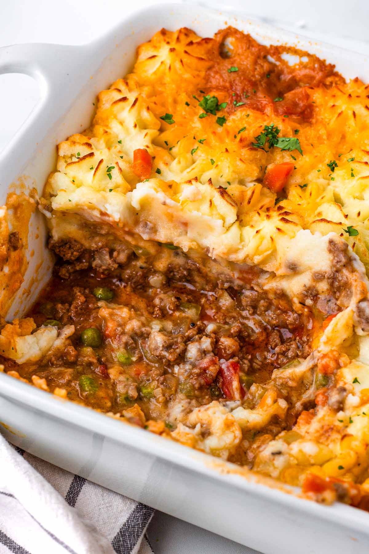 easy cottage pie in baking dish