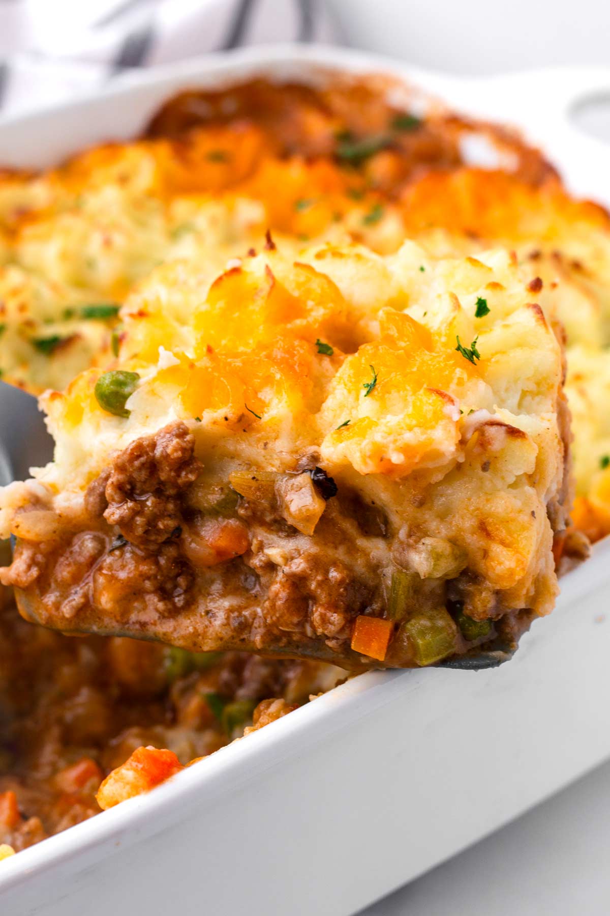 cottage pie served from the baking dish