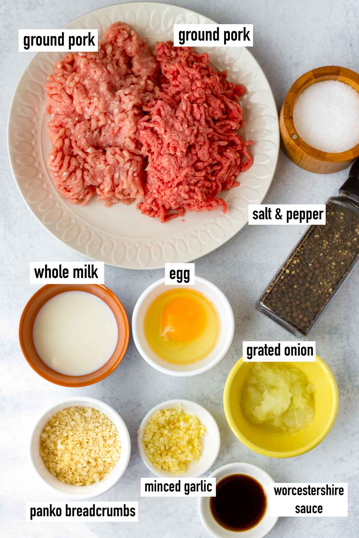 labeled ingredients for meatballs