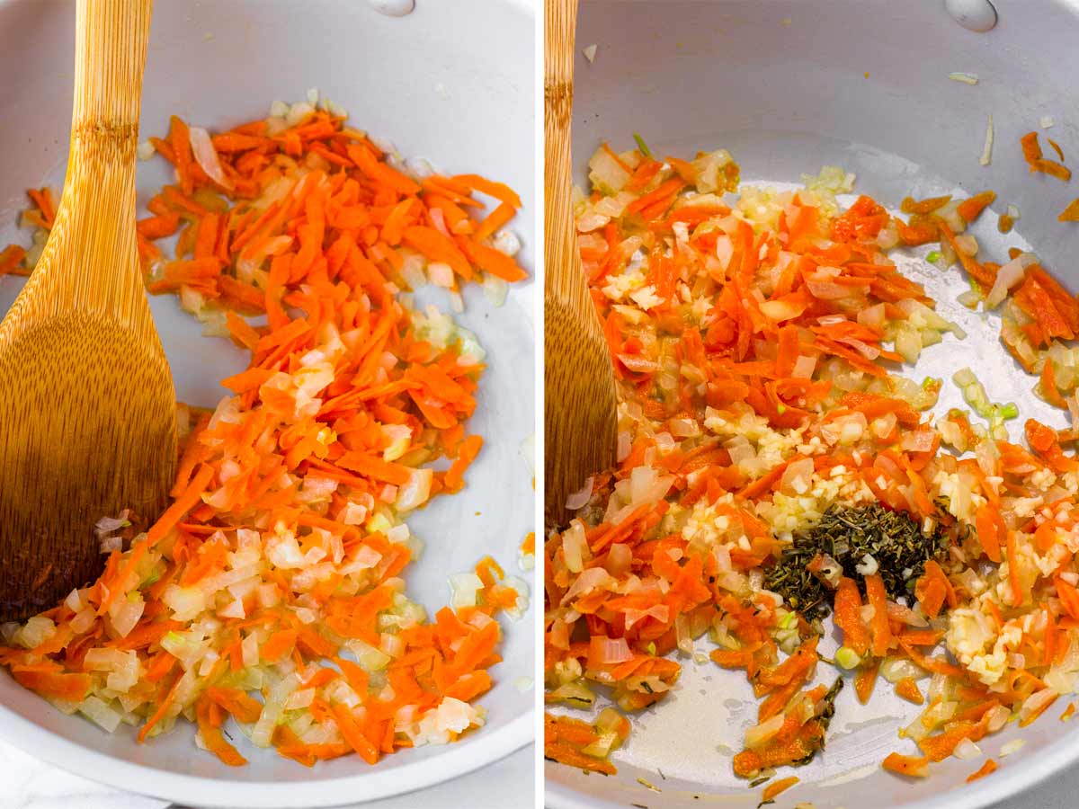cooking aromatics and carrots