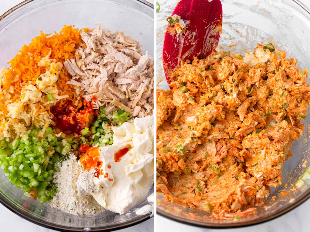 preparing the filling in a mixing bowl