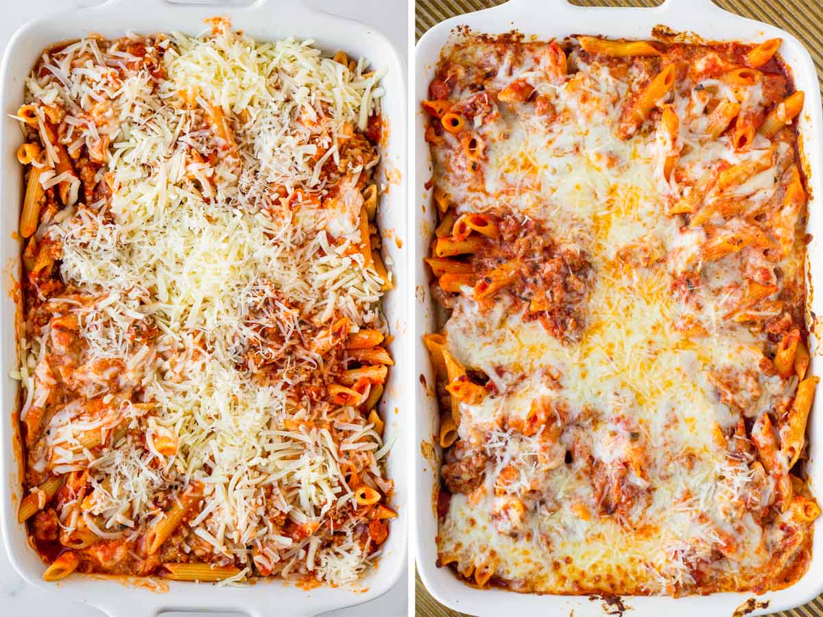 casserole topped with cheese and baked