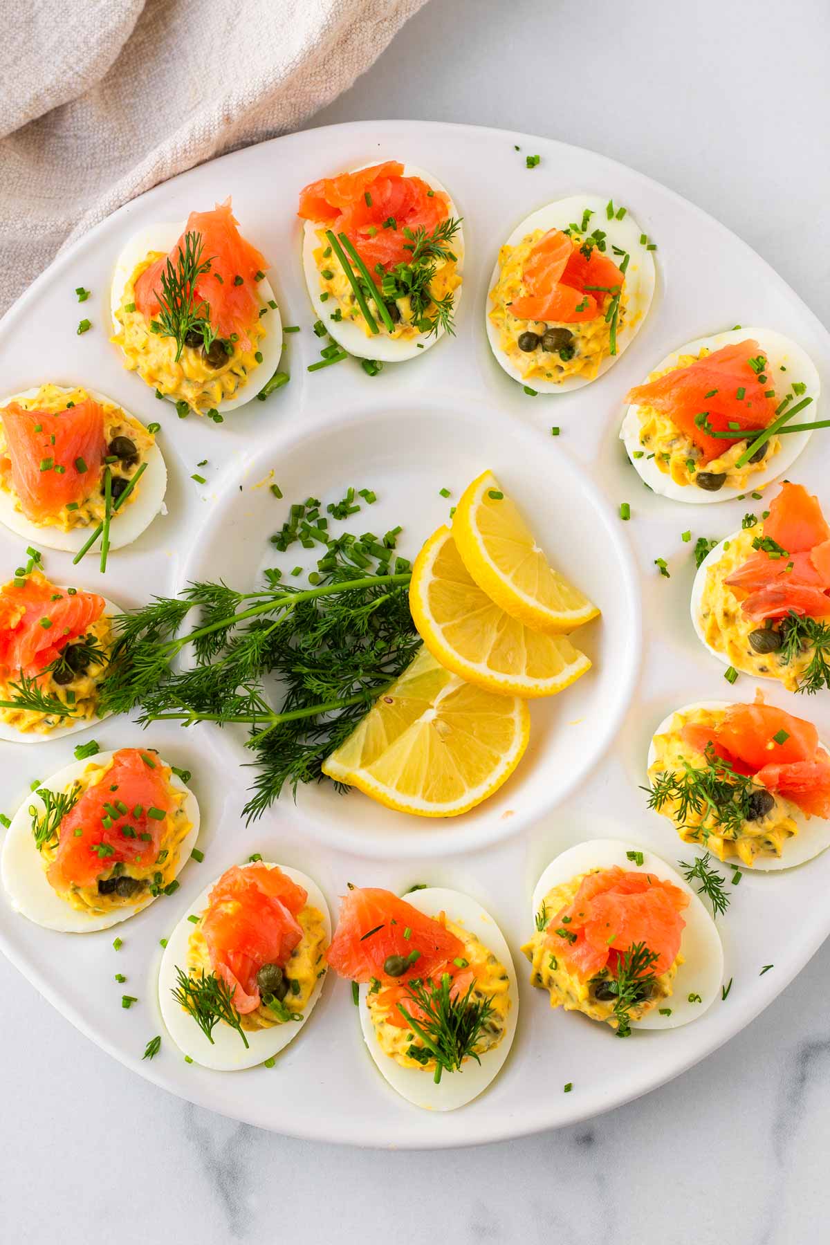 deviled eggs on a special tray