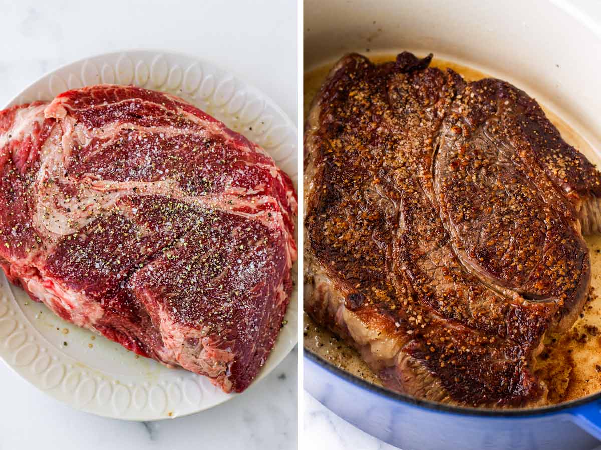 seasoning and searing chuck roast