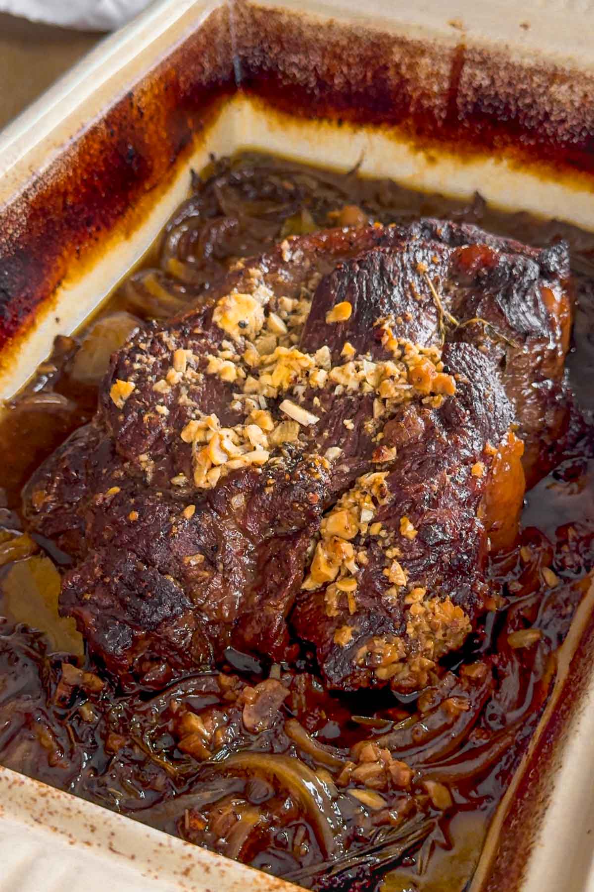 cooked chuck roast out of the oven