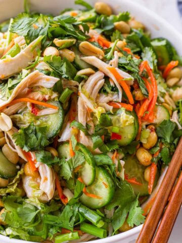 crunchy thai chicken salad with dressing