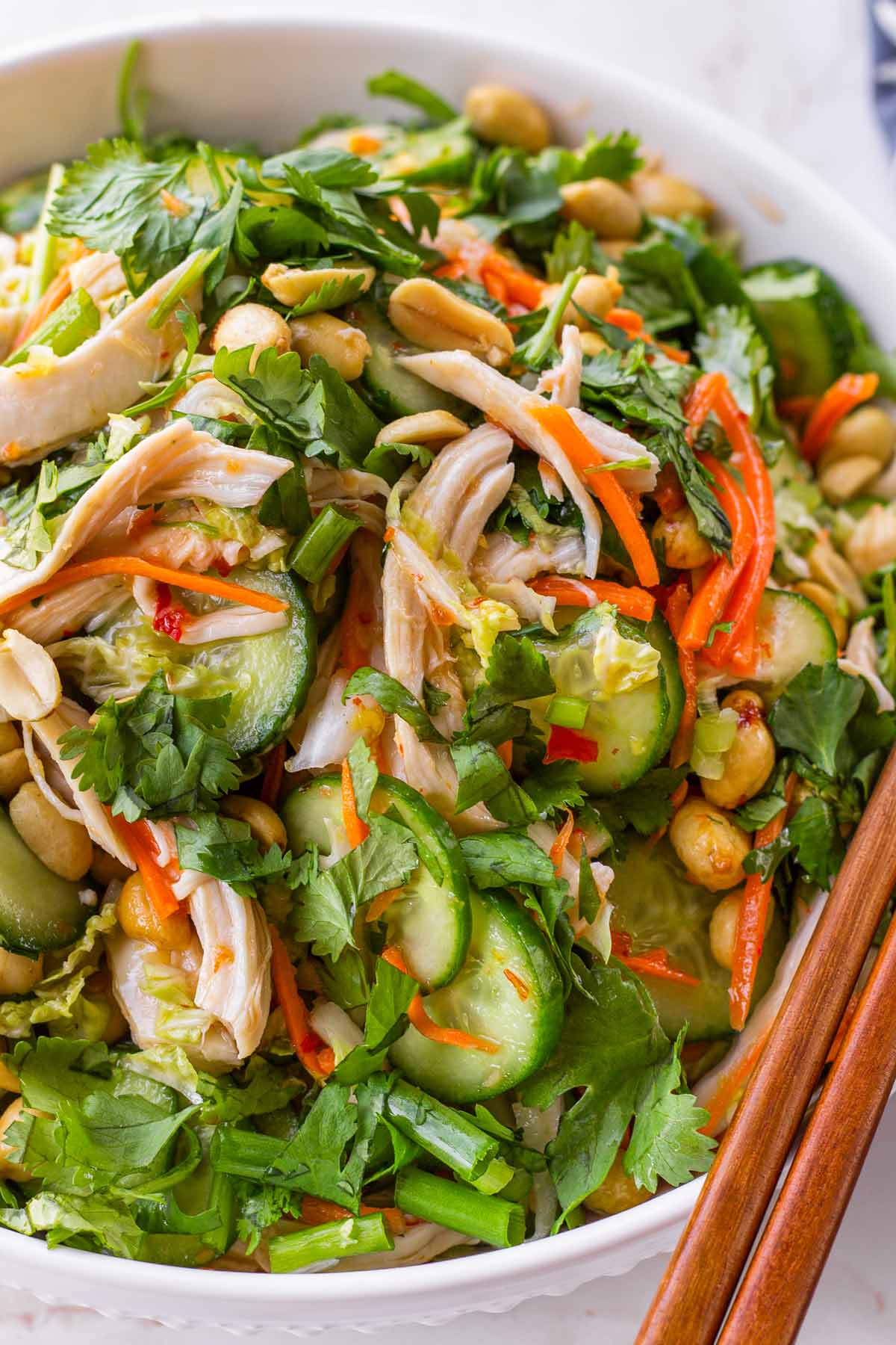 crunchy thai chicken salad with dressing