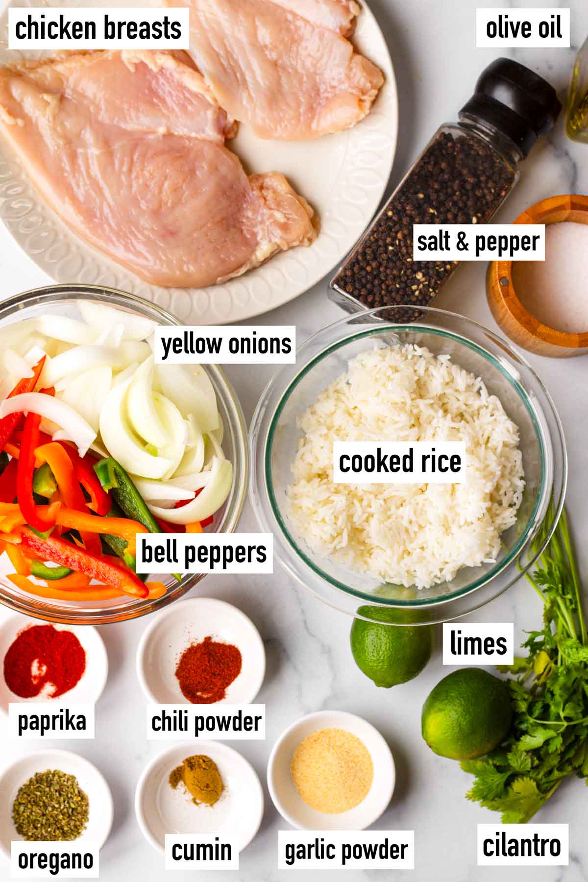 labeled ingredients for bowls