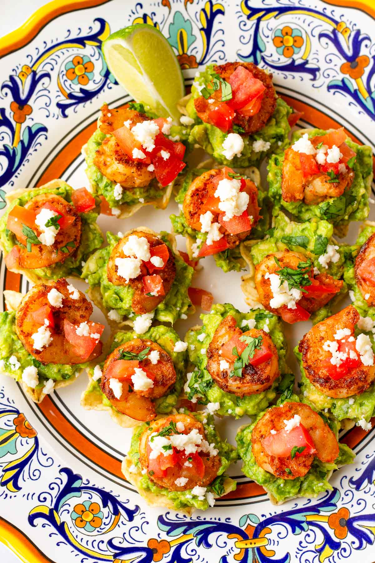 colorful guacamole shrimp bites