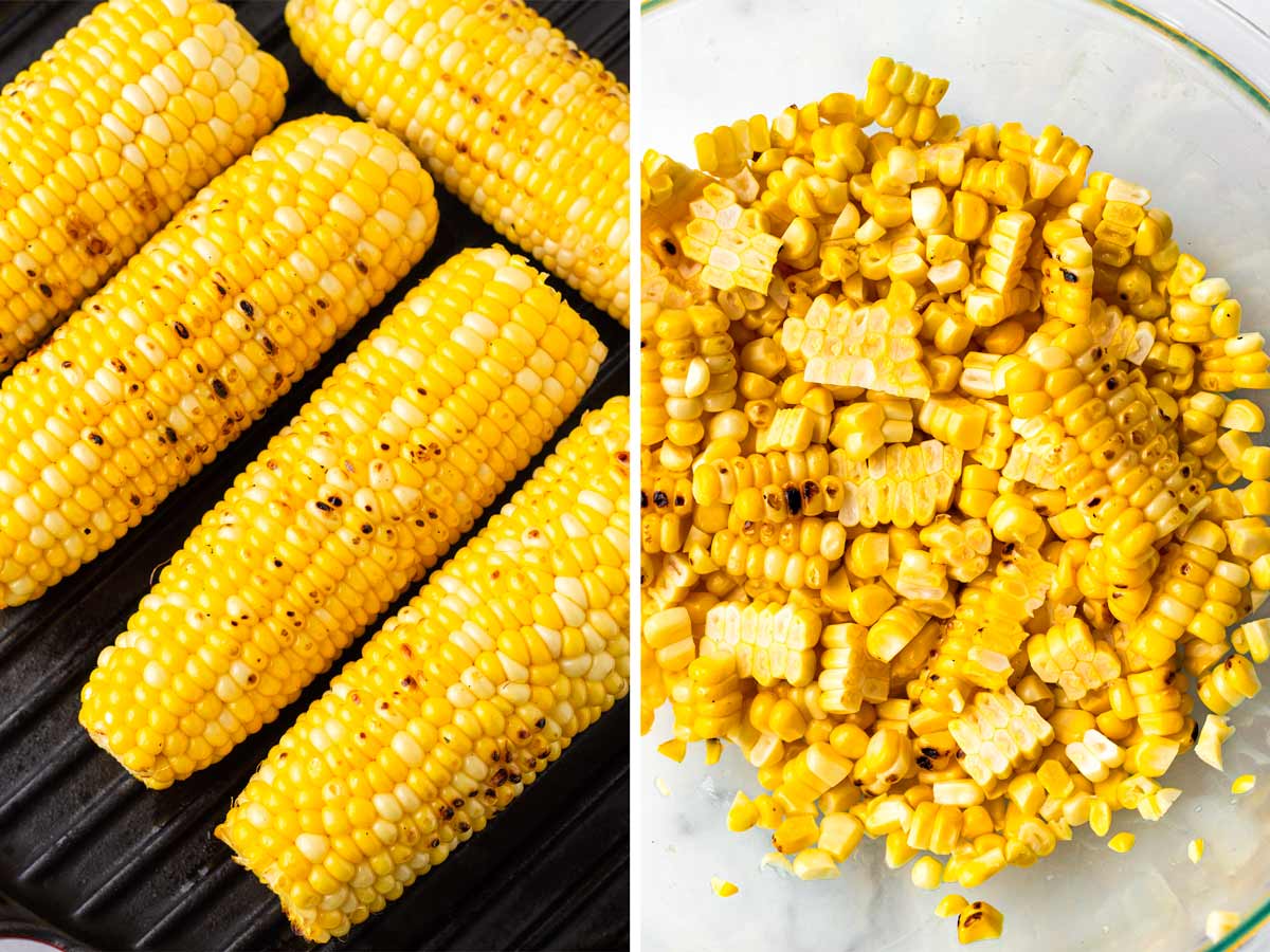 grilled corn and cut off the cobb