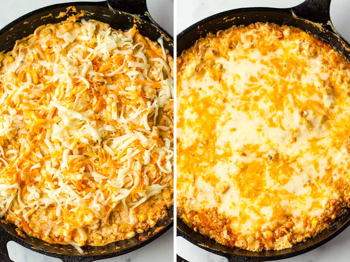 melty cheese topping on the dip