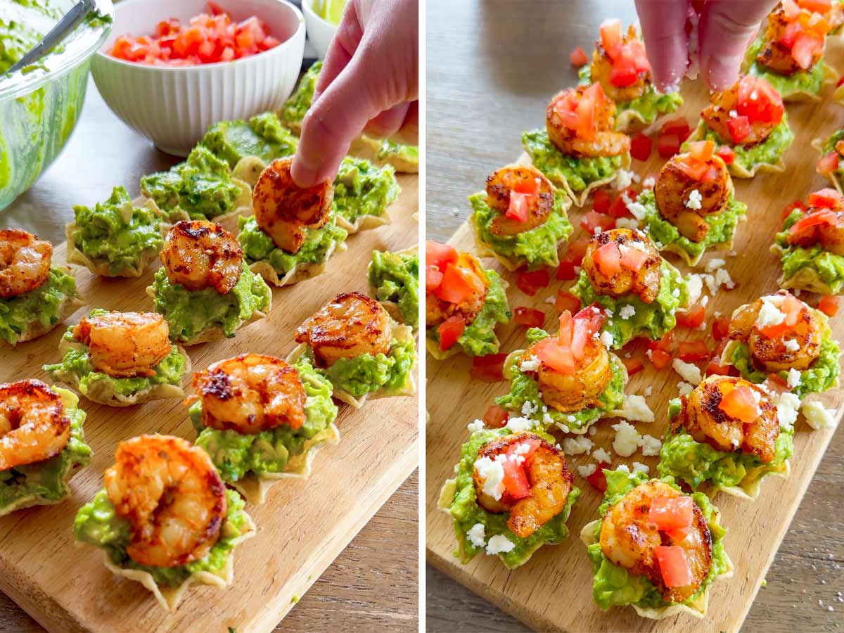 topping the shrimp bites