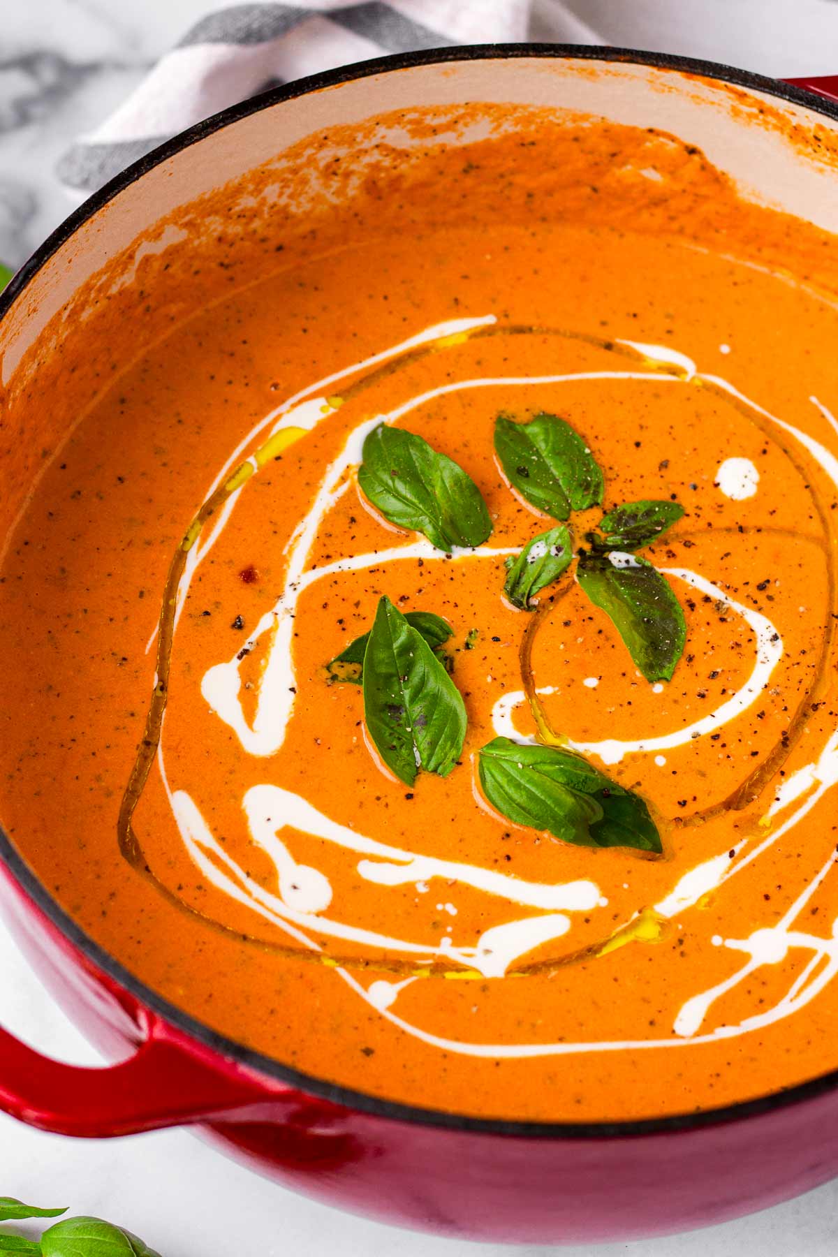 tomato soup in dutch oven pot
