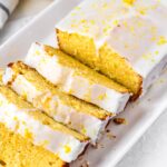 lemony slice lemon loaf on plate