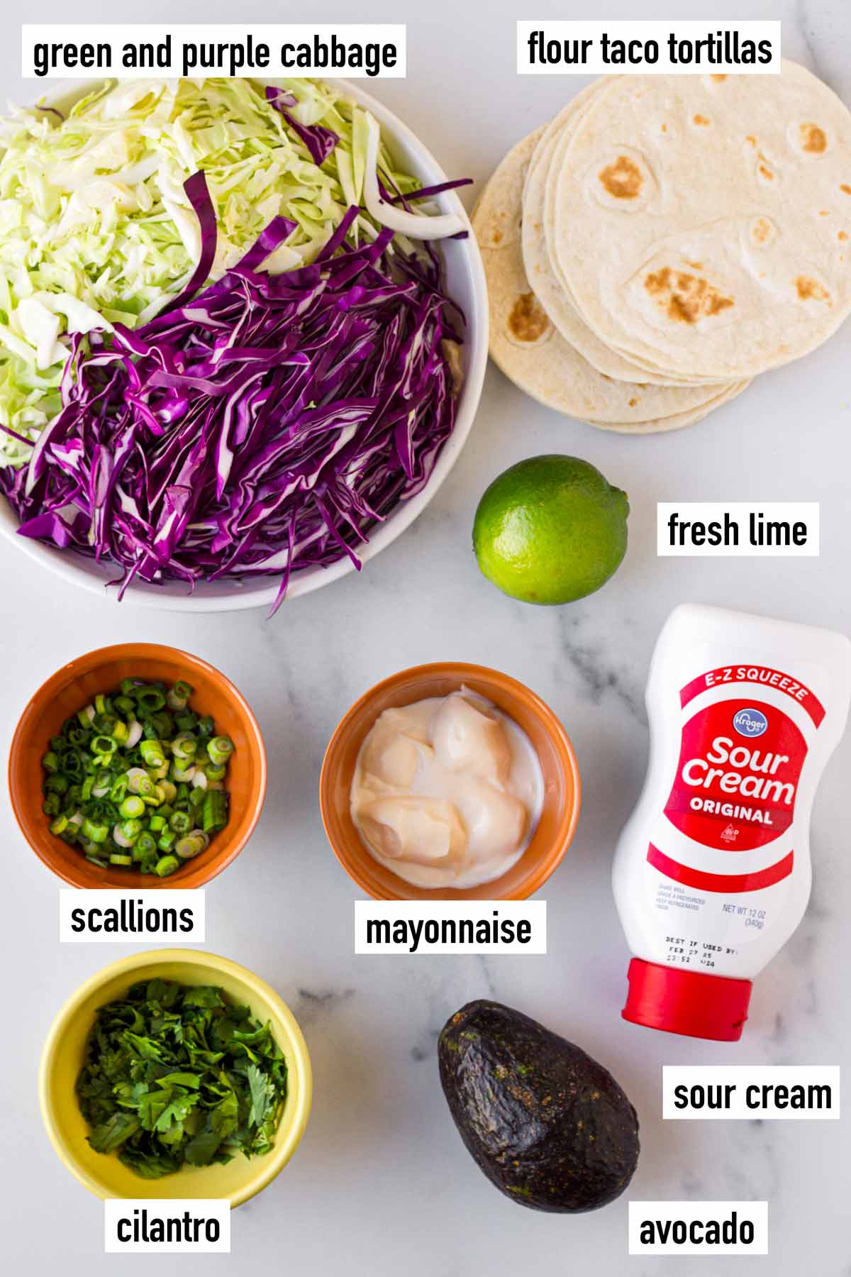 labeled ingredients for the toppings
