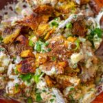 crispy potato salad on spoon
