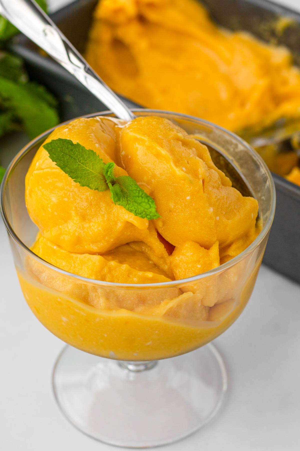 mango sorbet with coconut milk