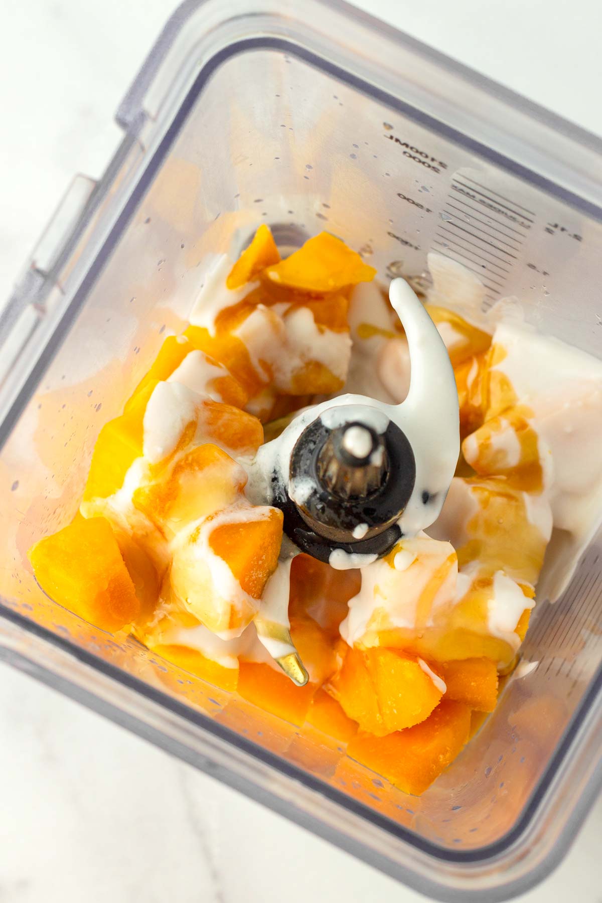 all ingredients for the ice cream in a blender