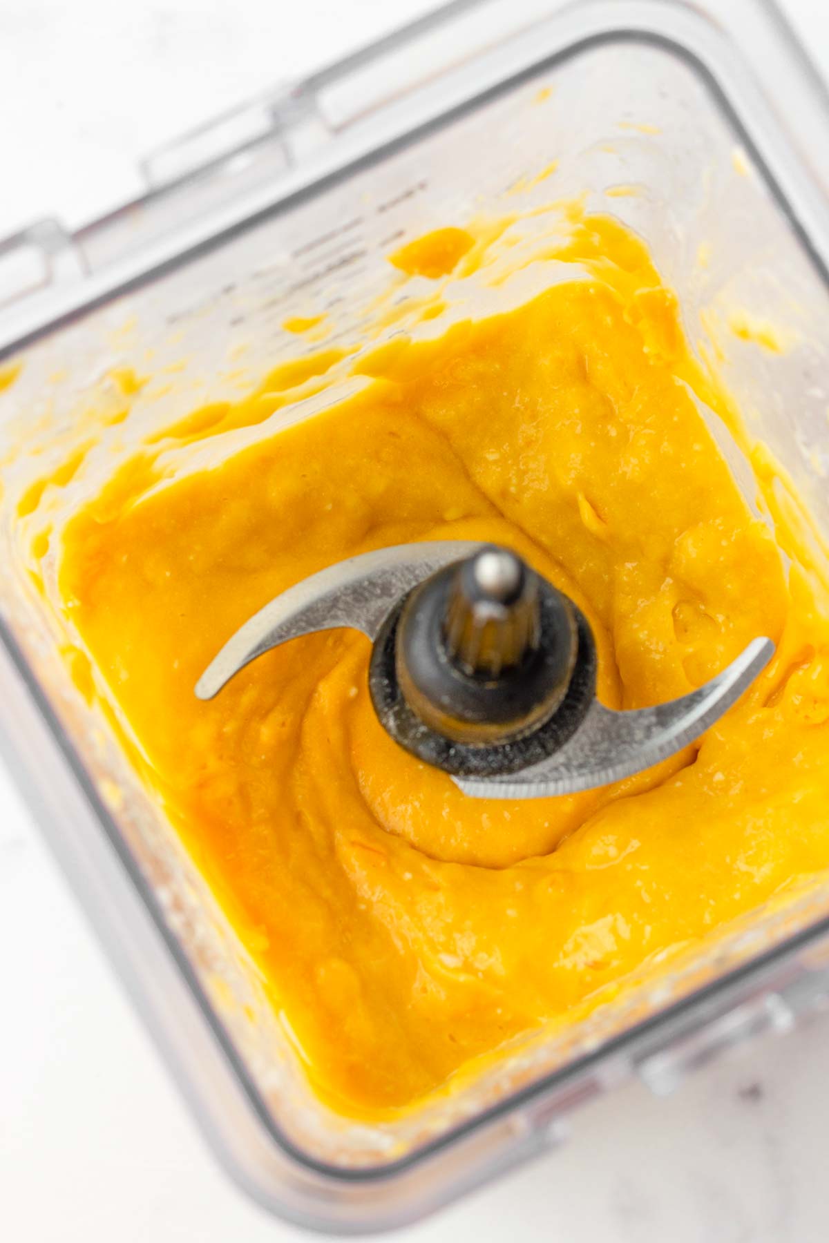 creamy blended sorbet in blender pitcher