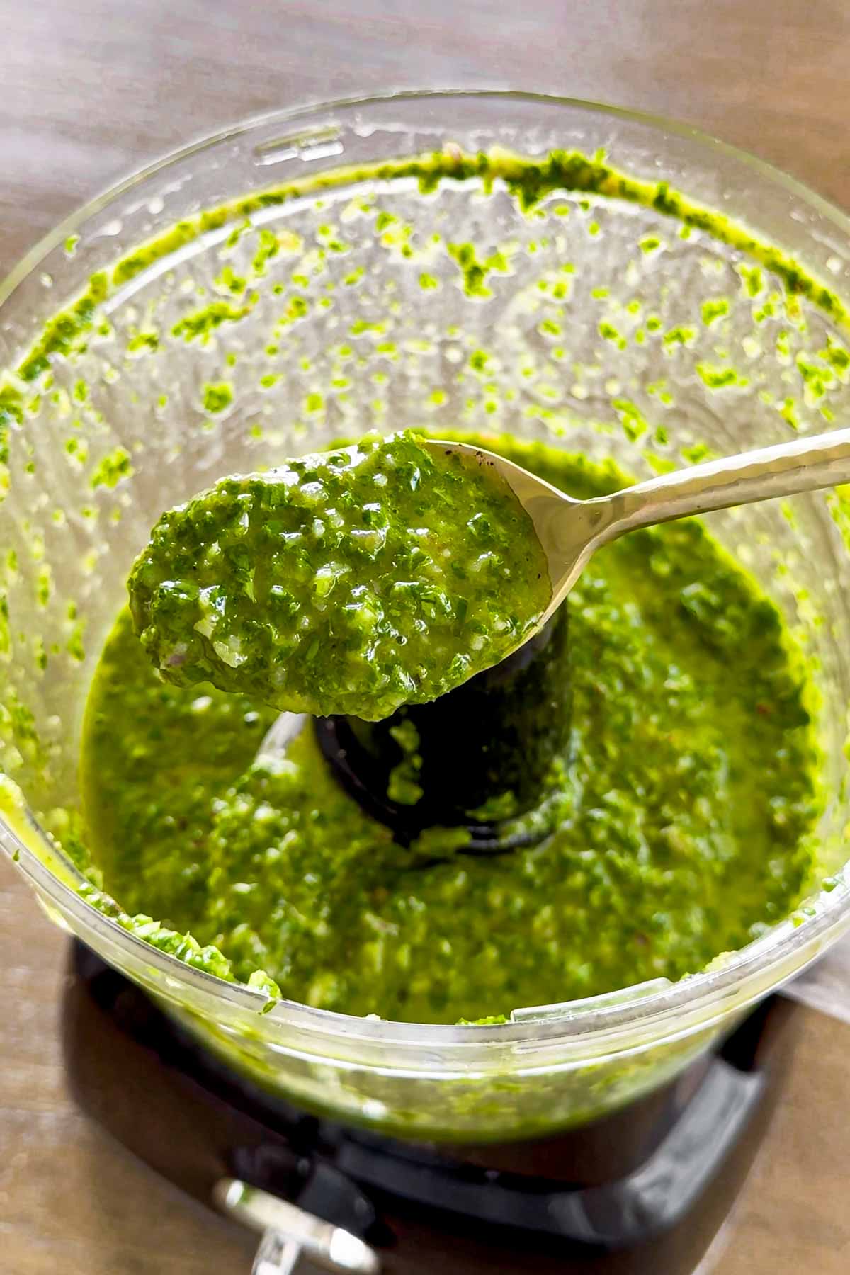 lemon basil vinaigrette in a food processor