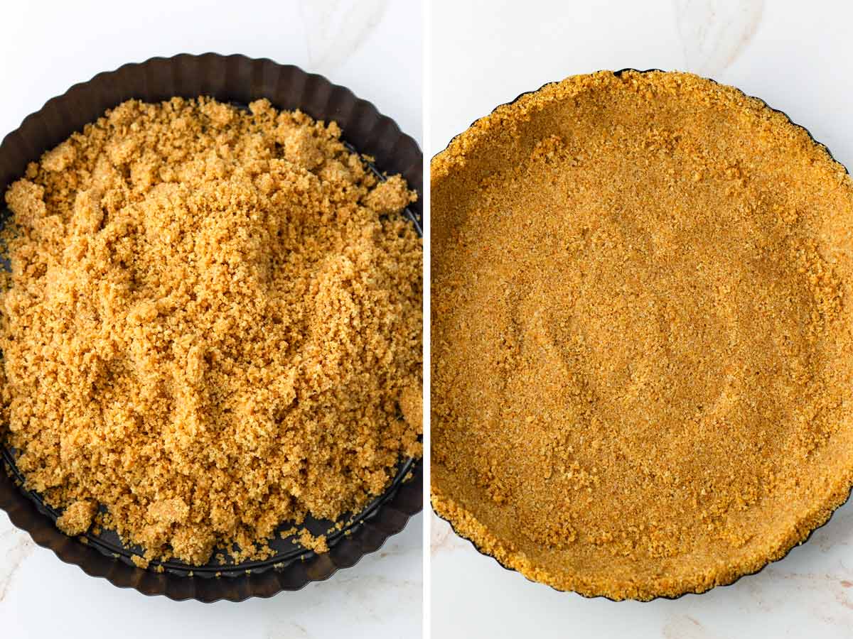 making the graham pie crust