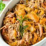 apple cider pulled pork in bowl