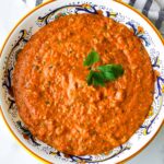vibrant romesco sauce in a bowl