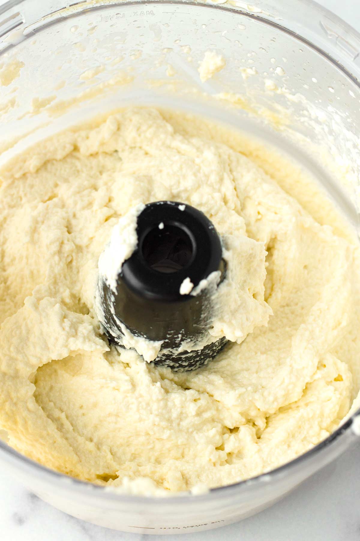 creamy burrata whipped in a food processor